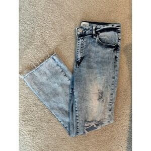 Vervet Los Angeles Acid Wash Distressed High Rise Straight Leg Jeans Blue 30